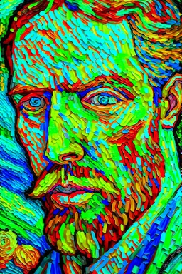 Van gough inspirated anime close up portrait, impasto style