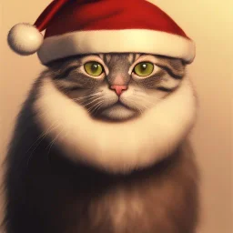 a beautiful portrait of a cute cat dressed as santa, by greg rutkowski, high key lighting, volumetric light, digital art, highly detailed, fine detail, intricate, ornate, complex, octane render, unreal engine, photorealistic unreal 5.