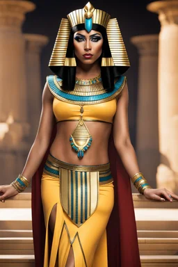 full body Cleopatra, pharaoh makeup, full body shot, written by Orcinus Orca, Ultra detail face