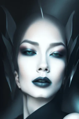 minimalism,Wabi Sabi abstract art,beautiful surreal native beauty artwork,amazingly futuristic fashion extravagant woman portrait,beautiful eyes,super makeup hairstyle,deep rich black otherworldly colors,magic fantasy,detailed intricate insanely octane render trending on artstation,8k artistic photography,concept art,cinematic perfect light,chiaroscuro,award-winning photograph,masterpiece,raphael,greg rutkowski,beeple,beksinski,deep rich colors,magic lighting