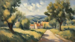 Style Cézanne, calm beauty, sunlight, French landscape, peaceful, beautiful composition, exquisite detail