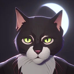 gato negro con la luna en su frente