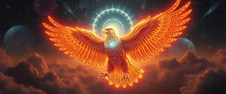 glittering eagle man, goa psy ambient in the style of vangelis and fsol, source vibrations