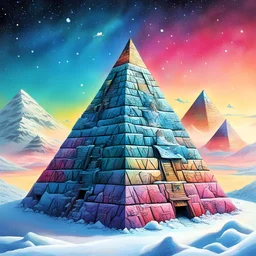 Winter is Coming, ➛, winter pyramid, Tanguy, surrealism, colorful.
