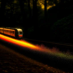 trainspotting, on a mission through the seasons, hills and trees, motion blur, 8k, downlight, soft light, depth of field, photorealism, trending on art station, lotsa detail