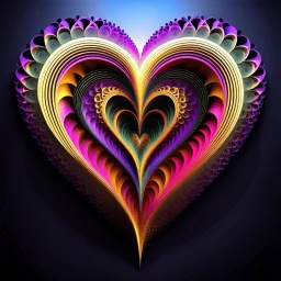 beautiful mockap graphic sifi ,colorful ,artistic, math,nice 3d fractal recursive art with love heart symbole