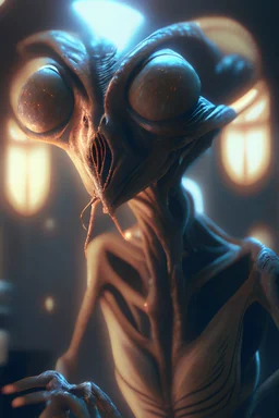 Organ eater alien ,volumetric, warm indoor lighting, artstation, detailed, digital painting, cinematic, character design by hayao miyazaki, unreal 5, daz, hyperrealistic, octane renderer, arnold renderer, 8k, matte