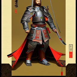 Ukiyo-e Style , Male Samuri in armour