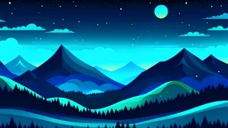 Night time background cartoon of hills
