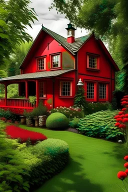 بيت حديقة احمر