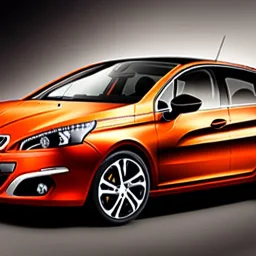 Peugeot 308 2012, orange et noir,