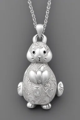 White gold rabbit necklace