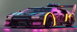 Expressively detailed and intricate 3d rendering of a hyperrealistic : cyberpunk vehicle, neon light, dystopian, side view, symetric, artstation: award-winning: professional portrait: fantastical: clarity: 16k: ultra quality: striking: brilliance: amazing depth: masterfully crafted.