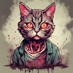 Tabby Cat in Zombie art style