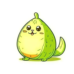 cartoon illustration of an avocado cat ,white background