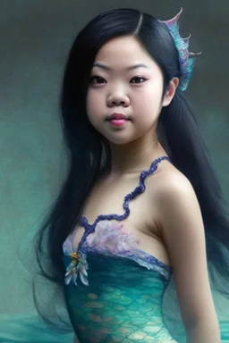 asian girl dressed like a mermaid full body