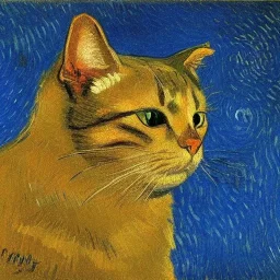 Portrait of a cat by Van Gogh