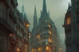 Parisien building London+Edimburgh+Gothic town+Art deco Metropolis +alphonse mucha, greg rutkowski,matte painting, cryengine, hyper detailed, felix kelly, fantasy art, seb mckinnon