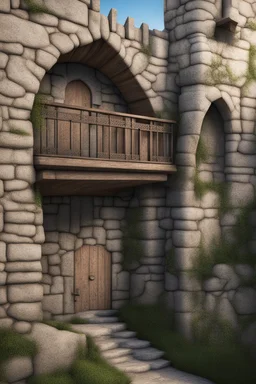 fantasy medieval wall with balcony