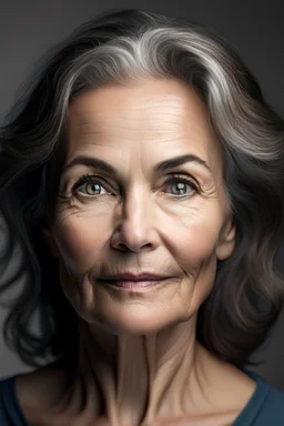 Stunning natural true colors and not too saturated professional photography showing the beautiful face of a mature woman on a transparent background