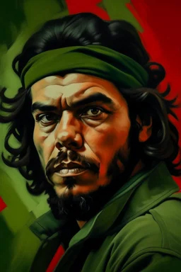 revolutionary portrait of che guevara but with the face of a very emotional Pepe The Frog and he has a perm.