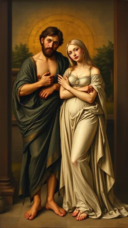 Leonardo da Vinci as a lovers standing side by side in a painting