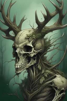 cannabalistic wendigo with a deer skull