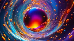 9827. Colourful immiscible liquid globules floating in weightlessness, liquid medium, mixed, distorted, spectacular, strange globular shapes, wild, fantasy, futuristic, artistic, attractive, beautiful lighting, attractive composition, photorealistic, extremely detailed, chiaroscuro