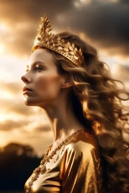 Woman queen hair nature celestial light gold sky