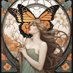 Alphonse Mucha-style image of a butterfly