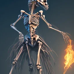 A skeleton queen, a big and skeletal horse, fiery, full HD, 4K, 8K