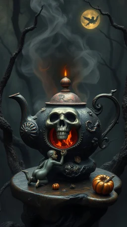 Hieronymus Bosch style nightmares tea pot