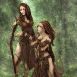 dungeons and dragons female elf druid, brown hair, brown eyes, pale skin, realistic, full body