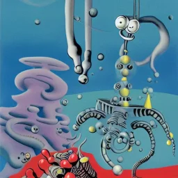 microcosm with planktonic kaiju by yves tanguy and dr seuss