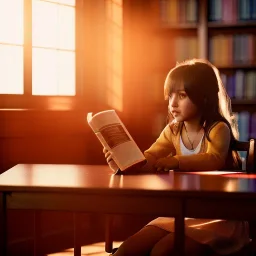 girl sitting in a library, hot girl, hd, bright light, glossom, 8k, poster, mystery, power, money