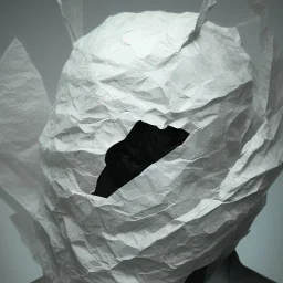 rendered in blender trash bag on his head and crumpled paper as a texture, collage paper and tape, slit - scan photography, high resolution, cinematic, unreal 6, breathtaking detailed