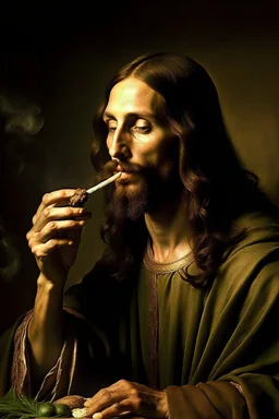 Jesus smoking, the last meal davinci.