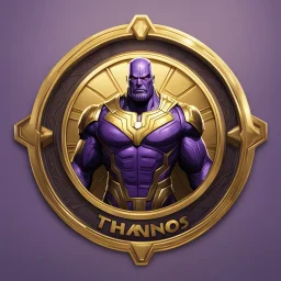 thanos logo animated inside a golden medalion