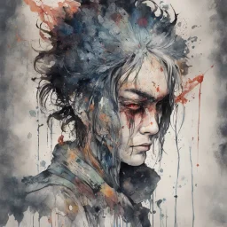 highly detailed, watercolor concept illustration of a Nordic rogue wander character , maximalist, sharp focus, highest resolution, in the styles of Agnes Cecile, and Alex Pardee, 8k, coarse, gritty textures