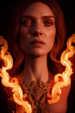 portrait of samantha prince set in fire, cinematic lighting, photorealistic, ornate, intricate, realistic, detailed, volumetric light and shadow, hyper HD, octane render, unreal engine insanely detailed and intricate, hypermaximalist, elegant, ornate, hyper-realistic, super detailed --v 4