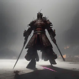 A portrait of a crystalised robot samurai with yakuza tatu, atmospheric, realistic, unreal engine cosmic galactic, cinematic lighting, octane render, cosmic ambiance, masterpiece, art by Yoji Shinkawa, composing fit inside, masterpiece