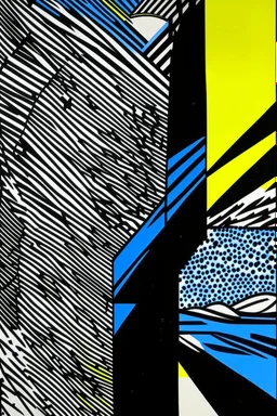 A bluish black realm with lasers painted by Roy Lichtenstein
