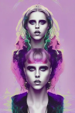 Danish singer MØ face, Abstract, purple tones,