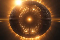 Sun focus, (Masterpiece) 4k quality, (ultra detailed), extraterrestrial made structures, dyson sphere rings around Sun, celestial bodies