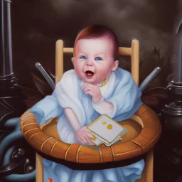 a baby in a fantasy card illustration, cartoon style