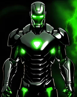 Super IRONMAN armor, kryptonite powered, black armor, black chrome, green lights, built by wayne enterprises, designed by stark https://stablecog.com/generate?o=ea7ba378-448b-4658-8ad5-81f270778c7cindustrieshttps://stablecog.com/generate?o=37b70ee1-cbf6-4de2-8ffe-0e02f33ce34f photorealistic, military display, weapons test,