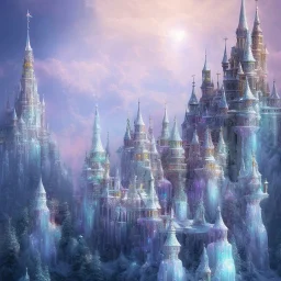 bright transparent, crystal ice castle