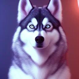 Husky, neon pink eyes, 8K, cinematic lighting, sharp focus, masterpiece, expert