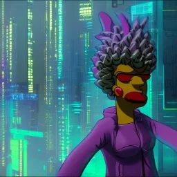 Lisa Simpson cyberpunk unreal engine character very detailed cinematic view