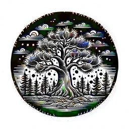 woods pine tree RPG MMO hotkey ability icon black and white